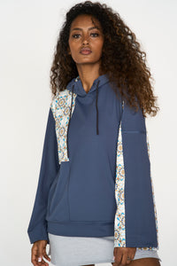 Blue Mosaic Print Hoodie