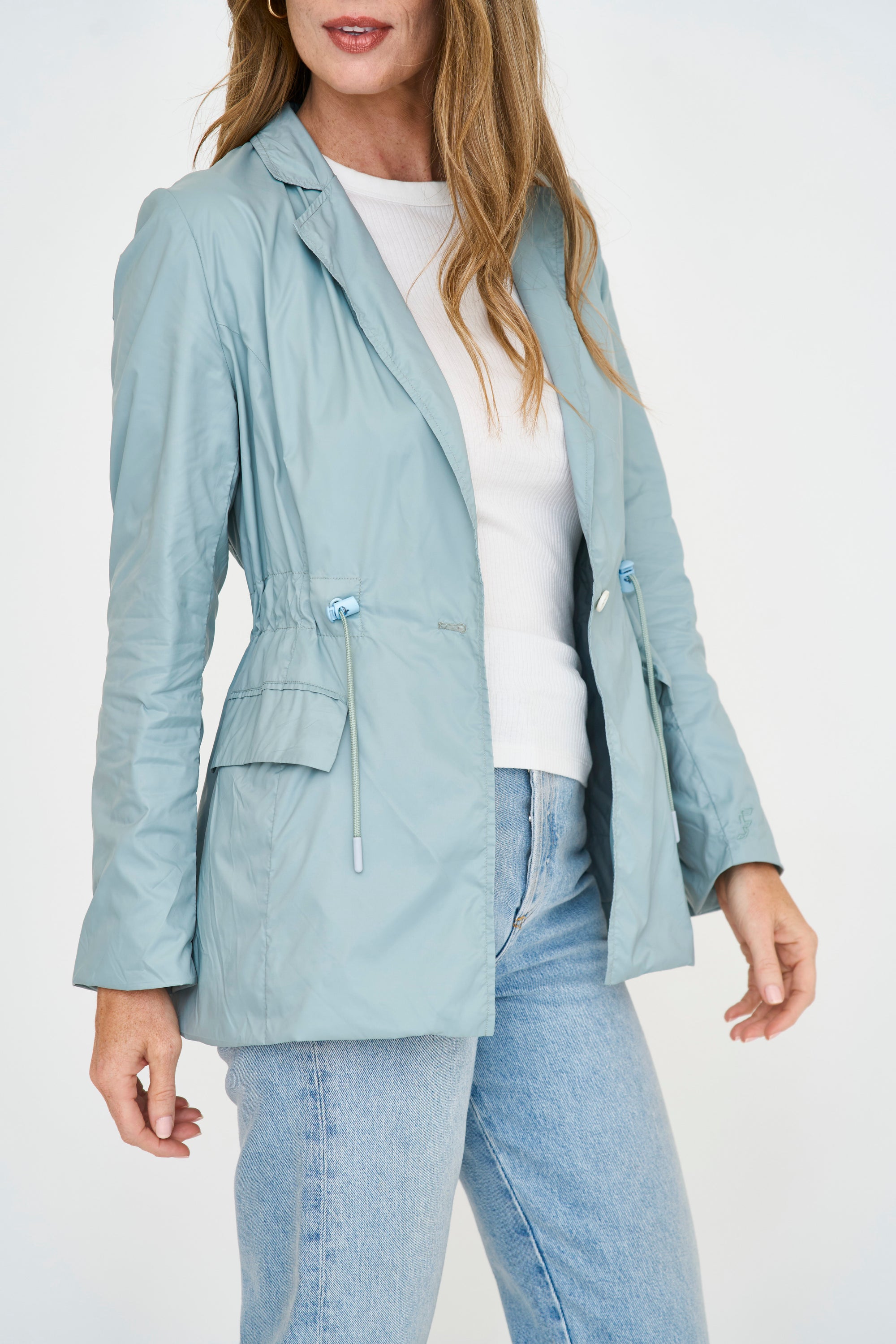 Light Blue Versatile Lightweight Travel Jacket Outfit